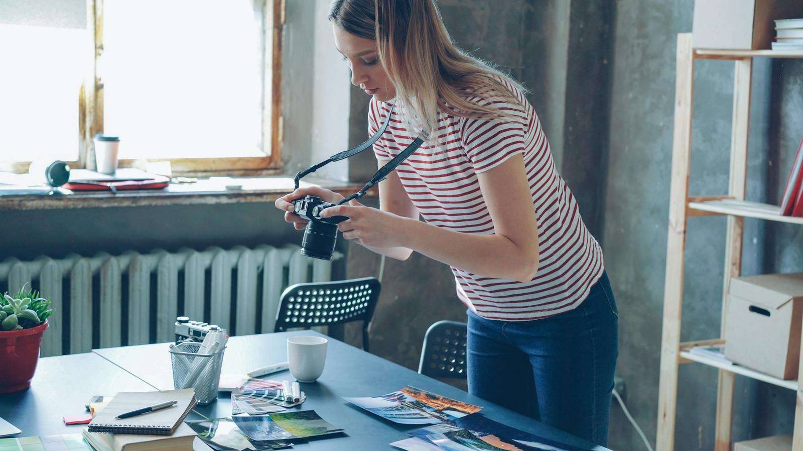 female photographer at work in studio setting